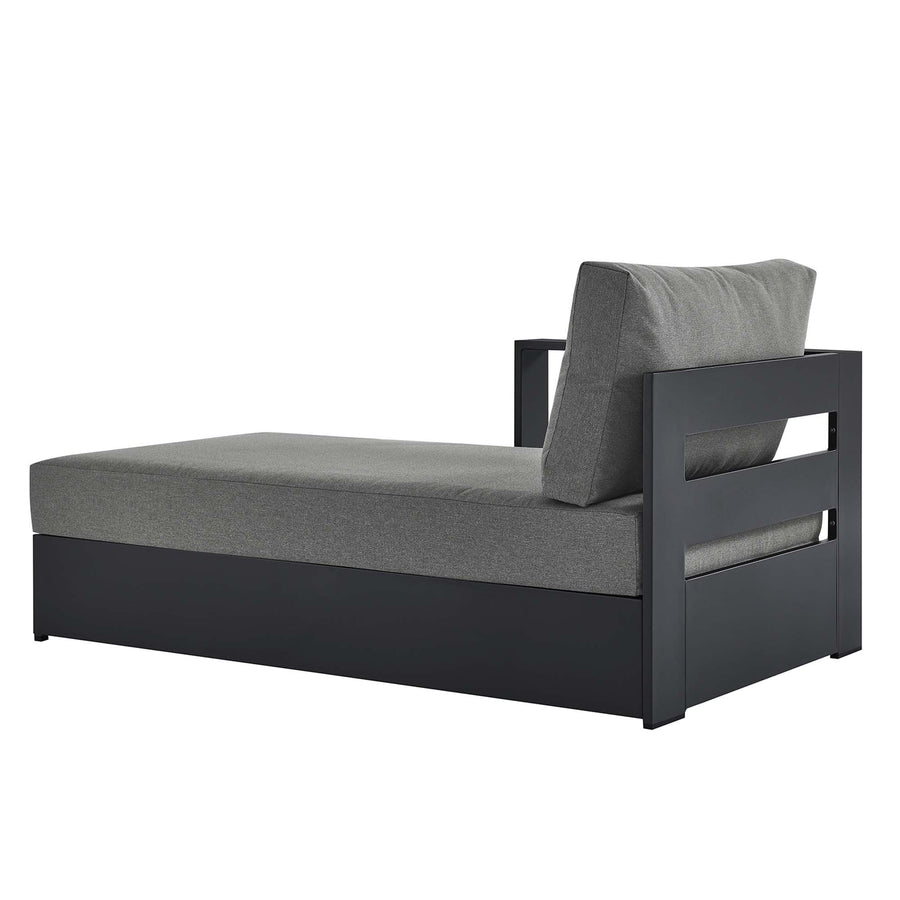 Aspen Outdoor Patio Powder-Coated Aluminum Modular Left-Facing Chaise Lounge in Gray Charcoal