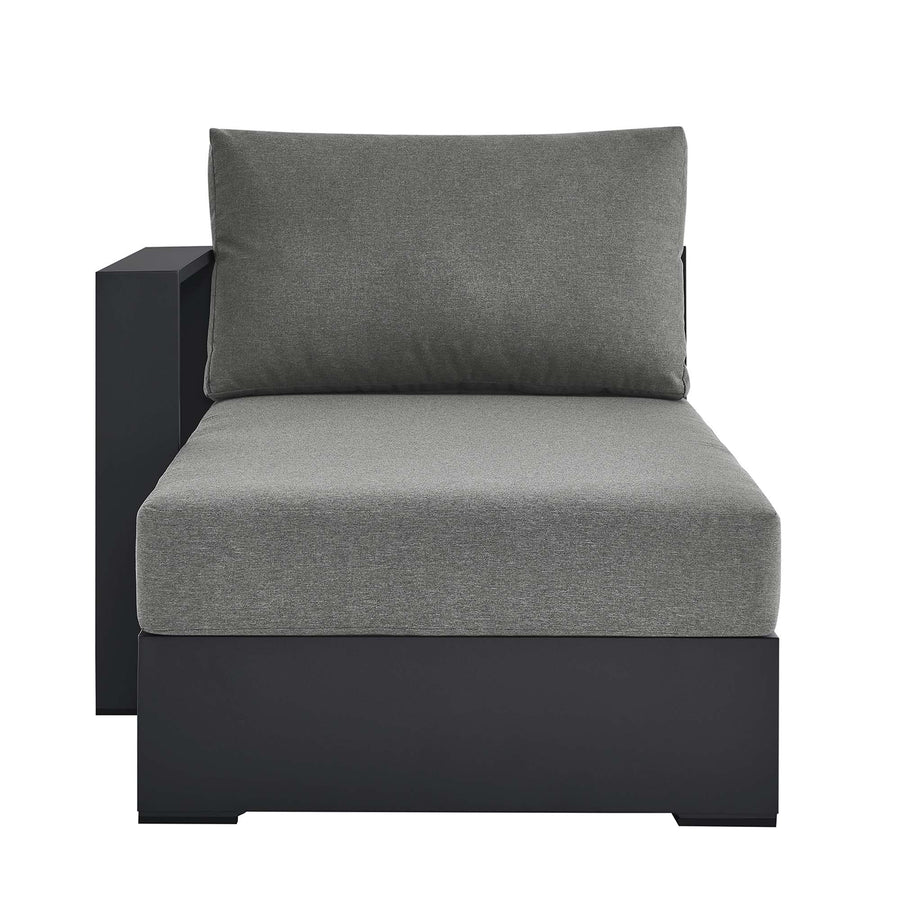 Aspen Outdoor Patio Powder-Coated Aluminum Modular Left-Facing Chaise Lounge in Gray Charcoal