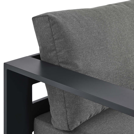 Tahoe Outdoor Patio Powder-Coated Aluminum Modular Left-Facing Chaise Lounge in Gray Charcoal