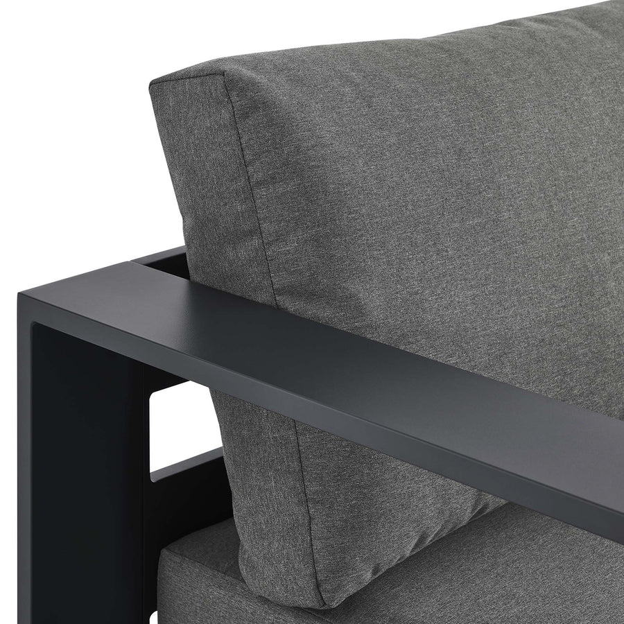Aspen Outdoor Patio Powder-Coated Aluminum Modular Left-Facing Chaise Lounge in Gray Charcoal