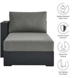 Aspen Outdoor Patio Powder-Coated Aluminum Modular Left-Facing Chaise Lounge in Gray Charcoal