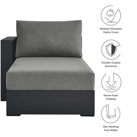 Tahoe Outdoor Patio Powder-Coated Aluminum Modular Left-Facing Chaise Lounge in Gray Charcoal