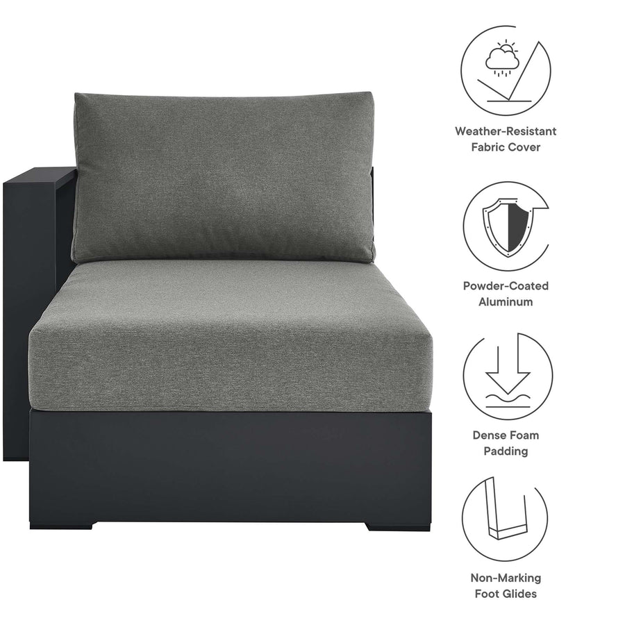 Aspen Outdoor Patio Powder-Coated Aluminum Modular Left-Facing Chaise Lounge in Gray Charcoal