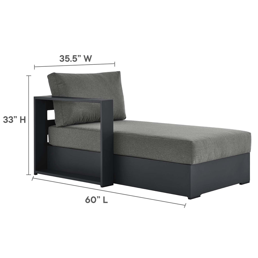 Aspen Outdoor Patio Powder-Coated Aluminum Modular Left-Facing Chaise Lounge in Gray Charcoal