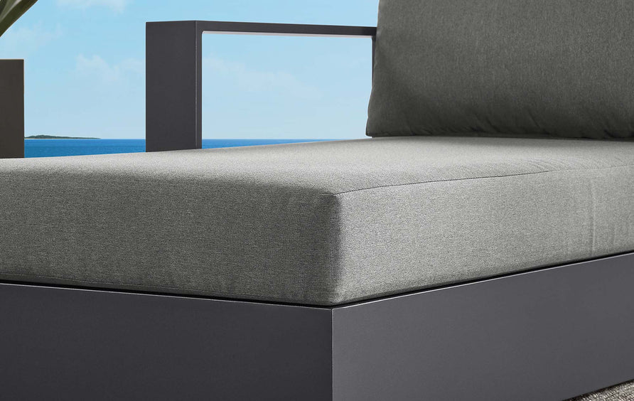 Aspen Outdoor Patio Powder-Coated Aluminum Modular Left-Facing Chaise Lounge in Gray Charcoal