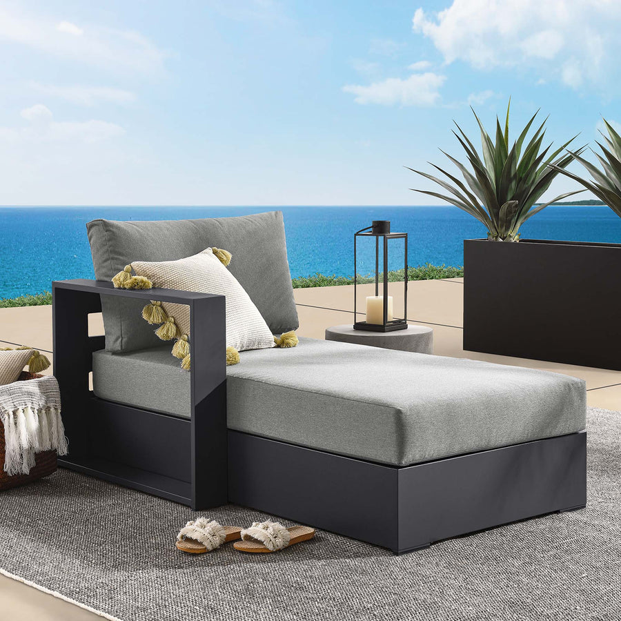 Aspen Outdoor Patio Powder-Coated Aluminum Modular Left-Facing Chaise Lounge in Gray Charcoal