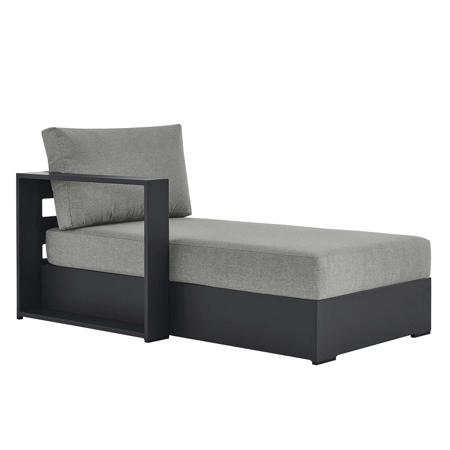 Aspen Outdoor Patio Powder-Coated Aluminum Modular Left-Facing Chaise Lounge in Gray Gray