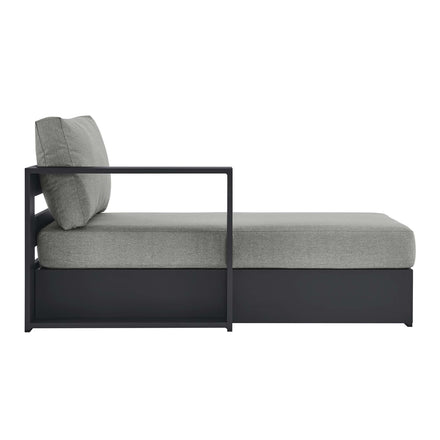 Tahoe Outdoor Patio Powder-Coated Aluminum Modular Left-Facing Chaise Lounge in Gray Gray