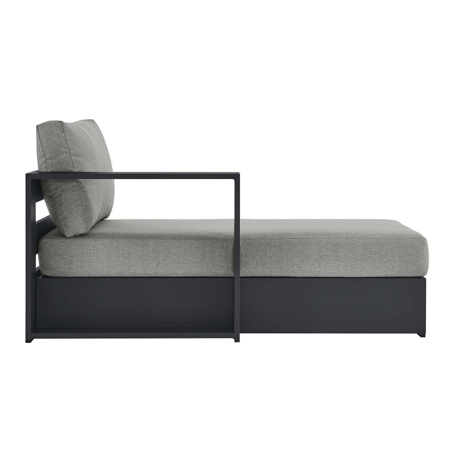 Aspen Outdoor Patio Powder-Coated Aluminum Modular Left-Facing Chaise Lounge in Gray Gray