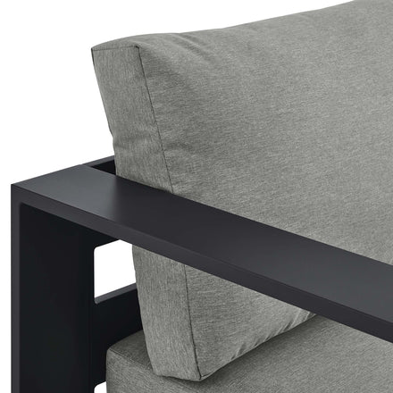 Tahoe Outdoor Patio Powder-Coated Aluminum Modular Left-Facing Chaise Lounge in Gray Gray