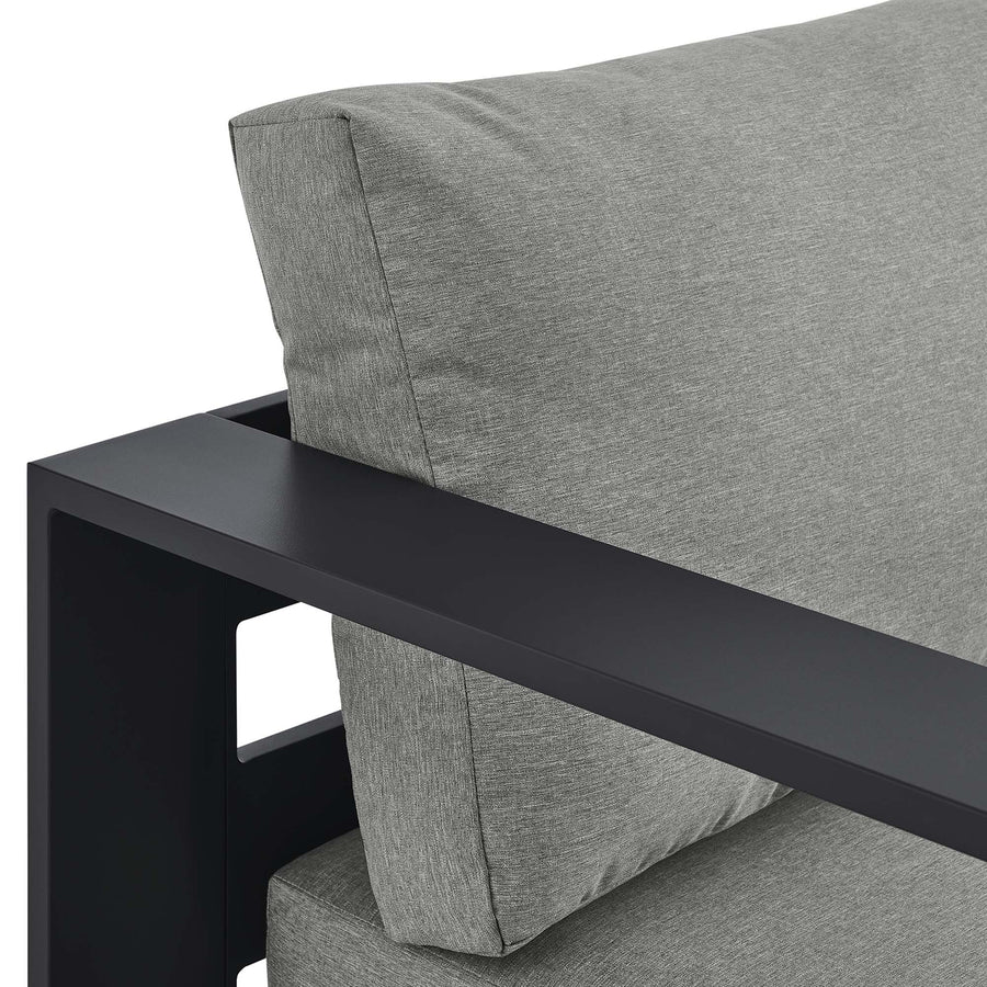 Aspen Outdoor Patio Powder-Coated Aluminum Modular Left-Facing Chaise Lounge in Gray Gray
