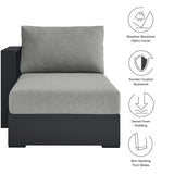 Aspen Outdoor Patio Powder-Coated Aluminum Modular Left-Facing Chaise Lounge in Gray Gray