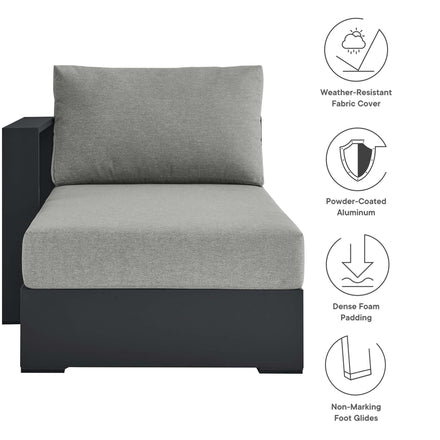 Tahoe Outdoor Patio Powder-Coated Aluminum Modular Left-Facing Chaise Lounge in Gray Gray