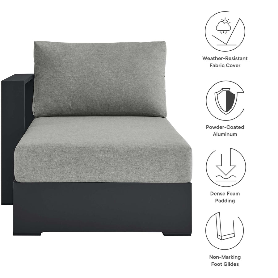 Aspen Outdoor Patio Powder-Coated Aluminum Modular Left-Facing Chaise Lounge in Gray Gray