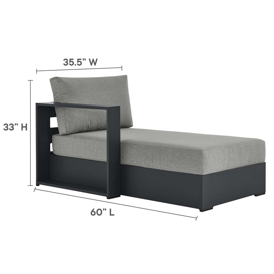 Aspen Outdoor Patio Powder-Coated Aluminum Modular Left-Facing Chaise Lounge in Gray Gray