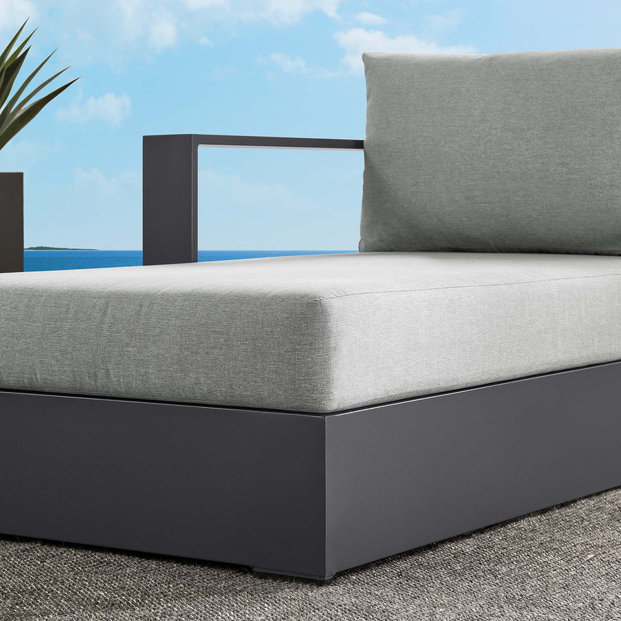 Aspen Outdoor Patio Powder-Coated Aluminum Modular Left-Facing Chaise Lounge in Gray Gray