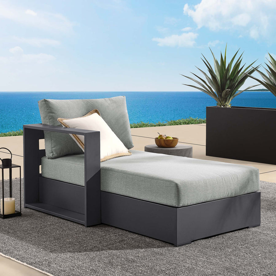 Aspen Outdoor Patio Powder-Coated Aluminum Modular Left-Facing Chaise Lounge in Gray Gray