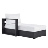 Aspen Outdoor Patio Powder-Coated Aluminum Modular Left-Facing Chaise Lounge in Gray White