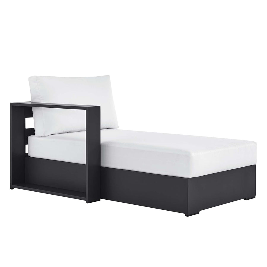 Aspen Outdoor Patio Powder-Coated Aluminum Modular Left-Facing Chaise Lounge in Gray White