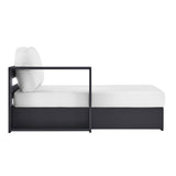 Aspen Outdoor Patio Powder-Coated Aluminum Modular Left-Facing Chaise Lounge in Gray White