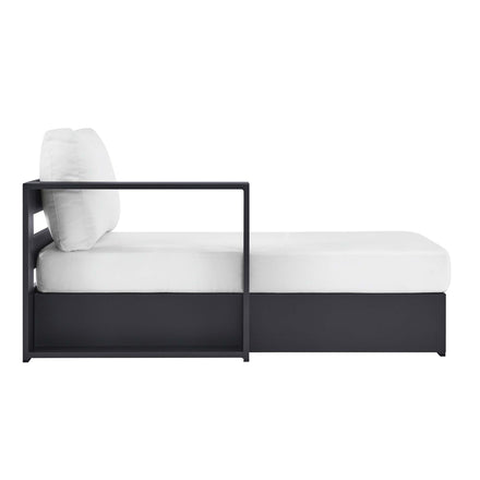 Tahoe Outdoor Patio Powder-Coated Aluminum Modular Left-Facing Chaise Lounge in Gray White