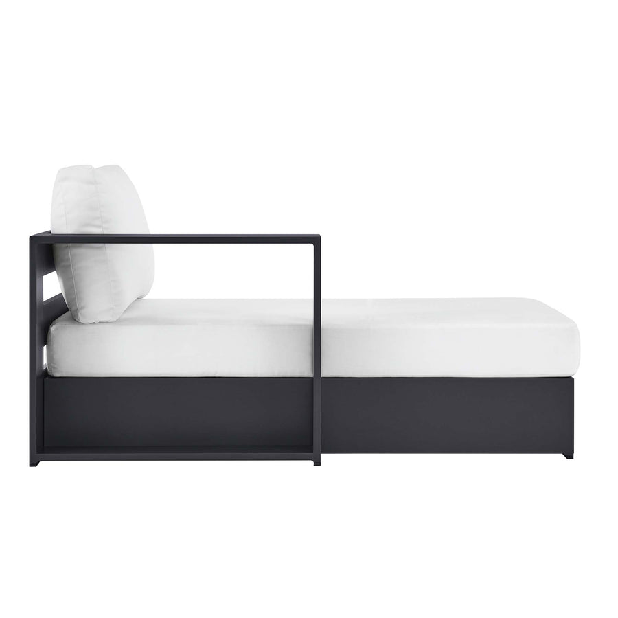 Aspen Outdoor Patio Powder-Coated Aluminum Modular Left-Facing Chaise Lounge in Gray White