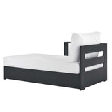 Aspen Outdoor Patio Powder-Coated Aluminum Modular Left-Facing Chaise Lounge in Gray White