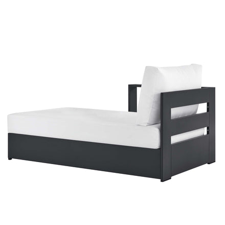 Tahoe Outdoor Patio Powder-Coated Aluminum Modular Left-Facing Chaise Lounge in Gray White