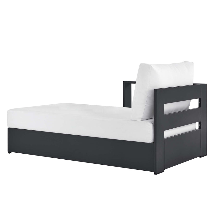 Aspen Outdoor Patio Powder-Coated Aluminum Modular Left-Facing Chaise Lounge in Gray White