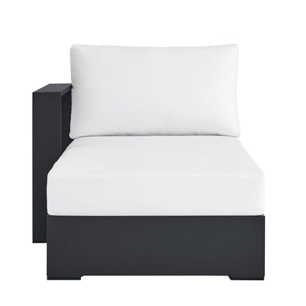 Tahoe Outdoor Patio Powder-Coated Aluminum Modular Left-Facing Chaise Lounge in Gray White
