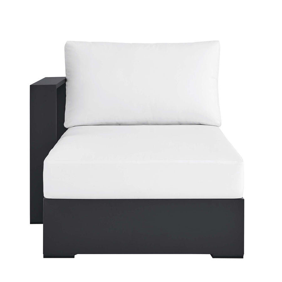 Aspen Outdoor Patio Powder-Coated Aluminum Modular Left-Facing Chaise Lounge in Gray White