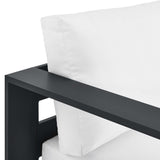 Aspen Outdoor Patio Powder-Coated Aluminum Modular Left-Facing Chaise Lounge in Gray White