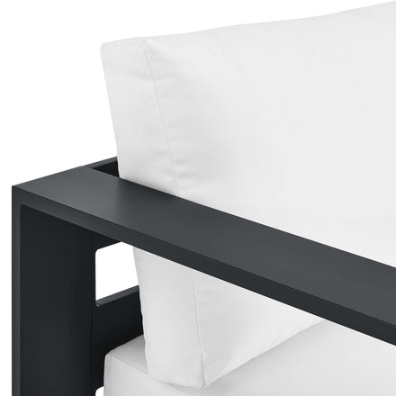 Tahoe Outdoor Patio Powder-Coated Aluminum Modular Left-Facing Chaise Lounge in Gray White