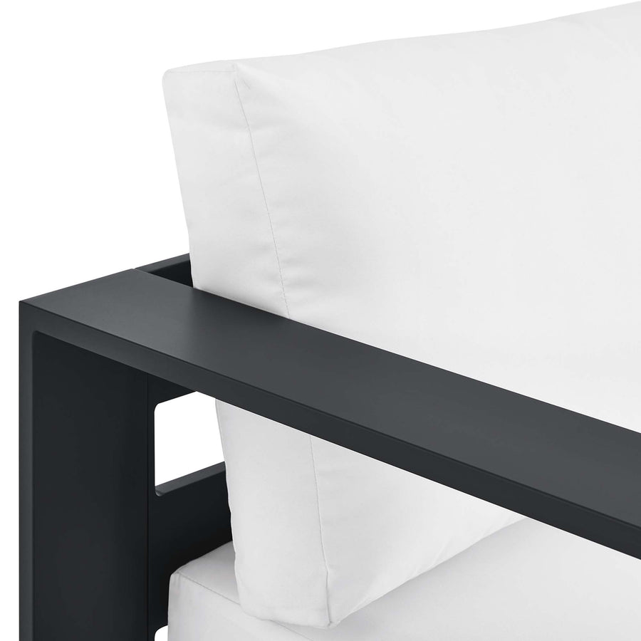 Aspen Outdoor Patio Powder-Coated Aluminum Modular Left-Facing Chaise Lounge in Gray White