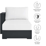 Aspen Outdoor Patio Powder-Coated Aluminum Modular Left-Facing Chaise Lounge in Gray White