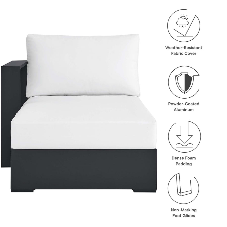 Aspen Outdoor Patio Powder-Coated Aluminum Modular Left-Facing Chaise Lounge in Gray White