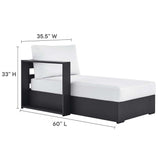Aspen Outdoor Patio Powder-Coated Aluminum Modular Left-Facing Chaise Lounge in Gray White
