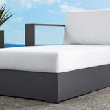 Aspen Outdoor Patio Powder-Coated Aluminum Modular Left-Facing Chaise Lounge in Gray White