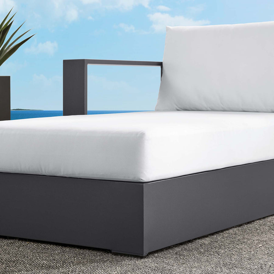 Aspen Outdoor Patio Powder-Coated Aluminum Modular Left-Facing Chaise Lounge in Gray White
