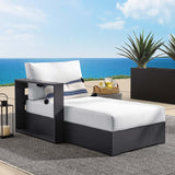 Aspen Outdoor Patio Powder-Coated Aluminum Modular Left-Facing Chaise Lounge in Gray White
