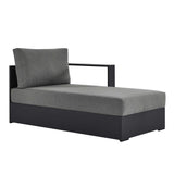 Aspen Outdoor Patio Powder-Coated Aluminum Modular Right-Facing Chaise Lounge in Gray Charcoal