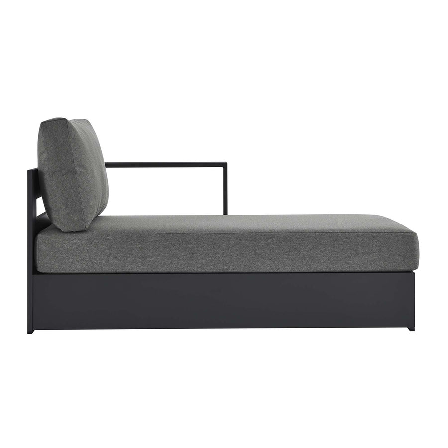 Aspen Outdoor Patio Powder-Coated Aluminum Modular Right-Facing Chaise Lounge in Gray Charcoal