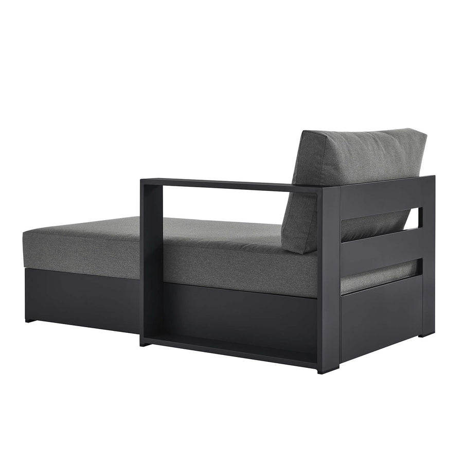 Aspen Outdoor Patio Powder-Coated Aluminum Modular Right-Facing Chaise Lounge in Gray Charcoal
