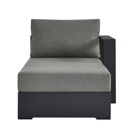 Tahoe Outdoor Patio Powder-Coated Aluminum Modular Right-Facing Chaise Lounge in Gray Charcoal