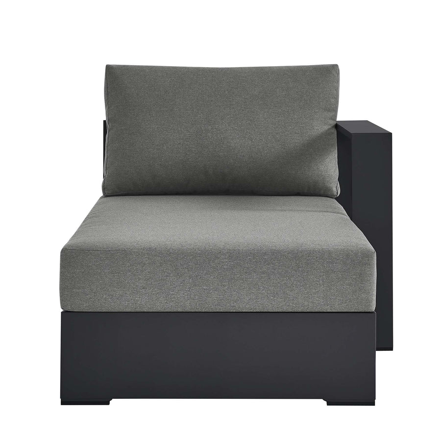 Aspen Outdoor Patio Powder-Coated Aluminum Modular Right-Facing Chaise Lounge in Gray Charcoal