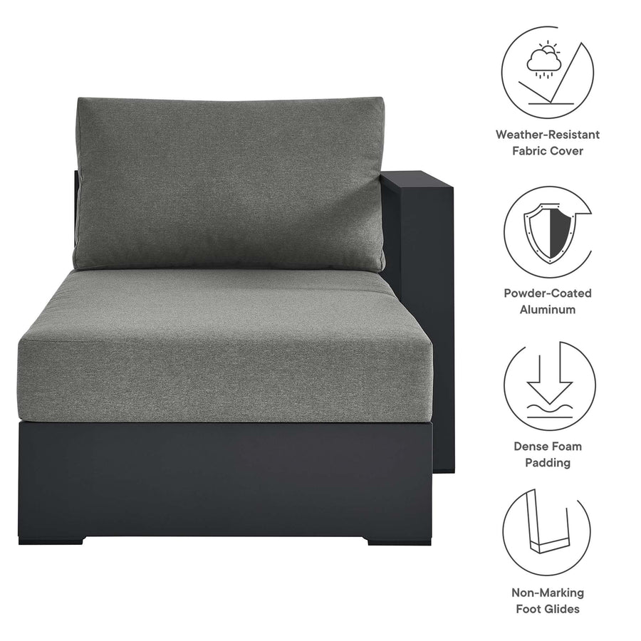Aspen Outdoor Patio Powder-Coated Aluminum Modular Right-Facing Chaise Lounge in Gray Charcoal
