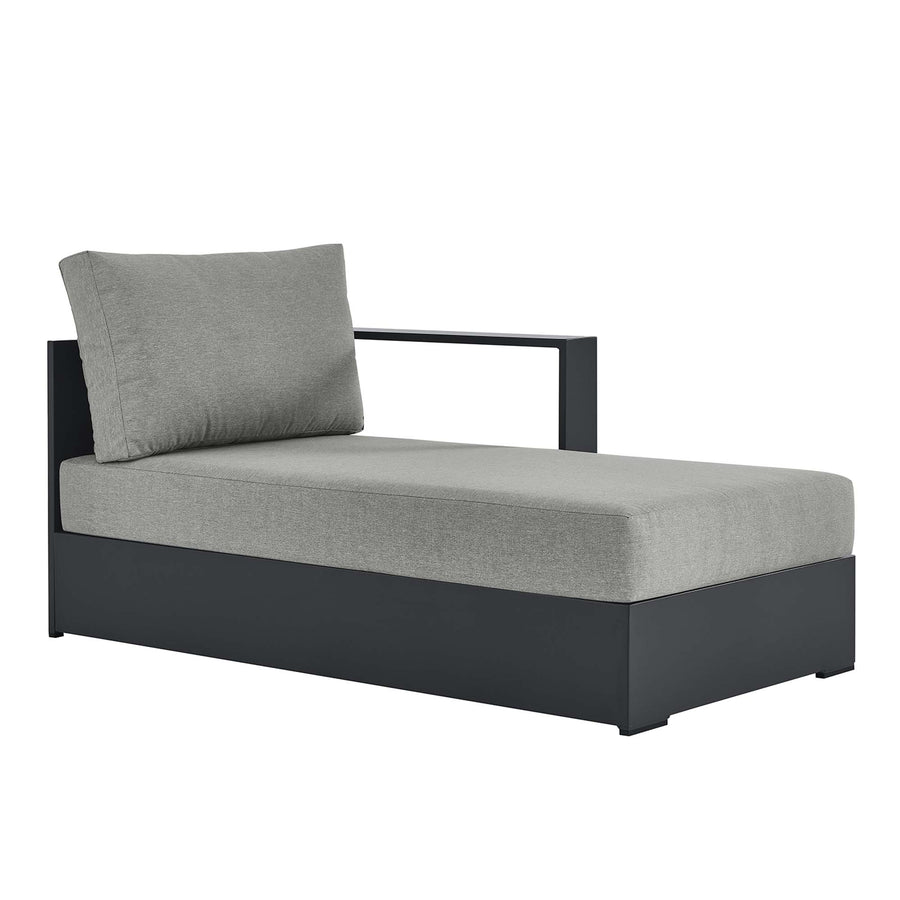 Aspen Outdoor Patio Powder-Coated Aluminum Modular Right-Facing Chaise Lounge in Gray Gray