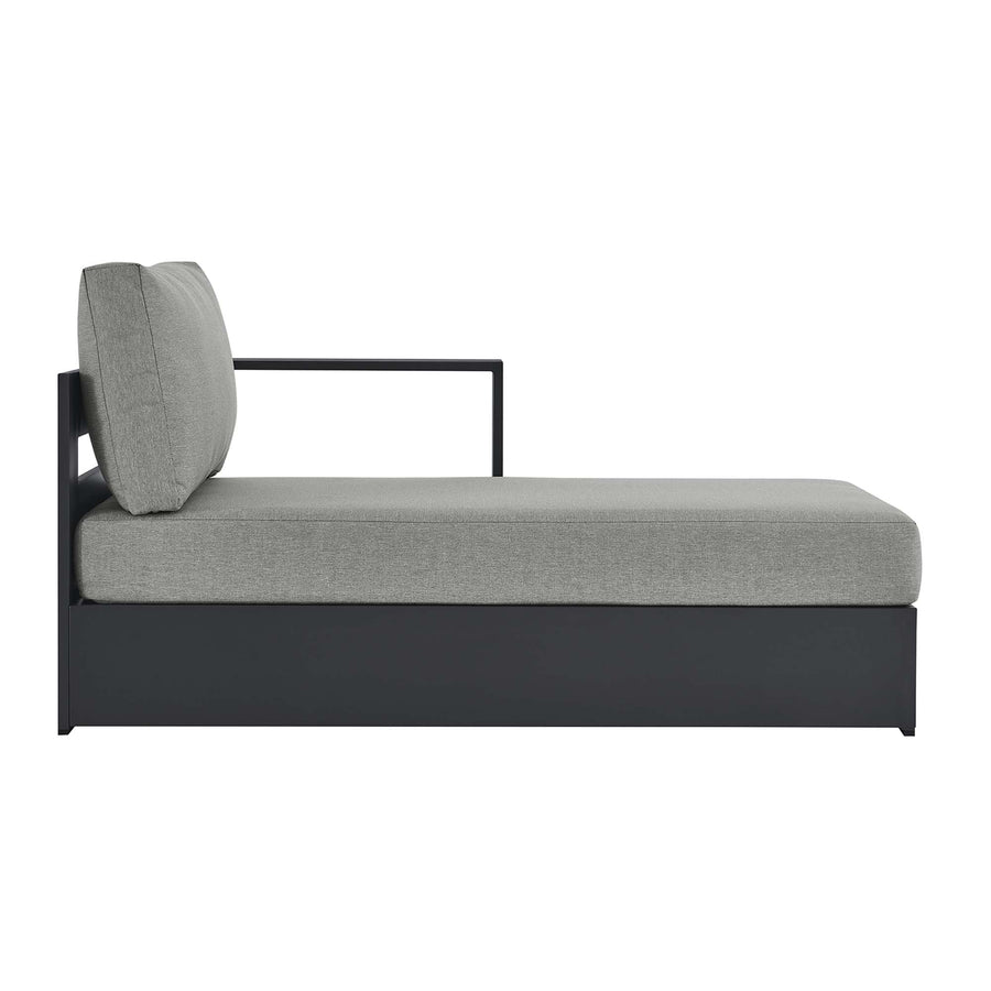 Aspen Outdoor Patio Powder-Coated Aluminum Modular Right-Facing Chaise Lounge in Gray Gray