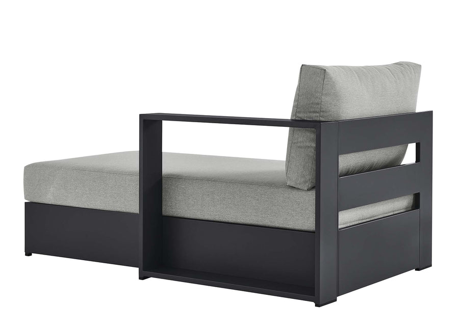 Aspen Outdoor Patio Powder-Coated Aluminum Modular Right-Facing Chaise Lounge in Gray Gray