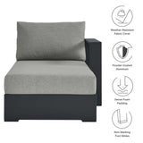 Aspen Outdoor Patio Powder-Coated Aluminum Modular Right-Facing Chaise Lounge in Gray Gray